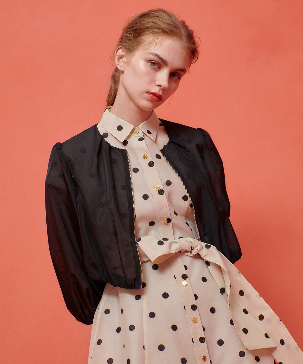 LOULOU WILLOUGHBY 【LOULOU WILLOUGHBY】オーガンドットウエストリボンワンピース ホワイト系 (08)