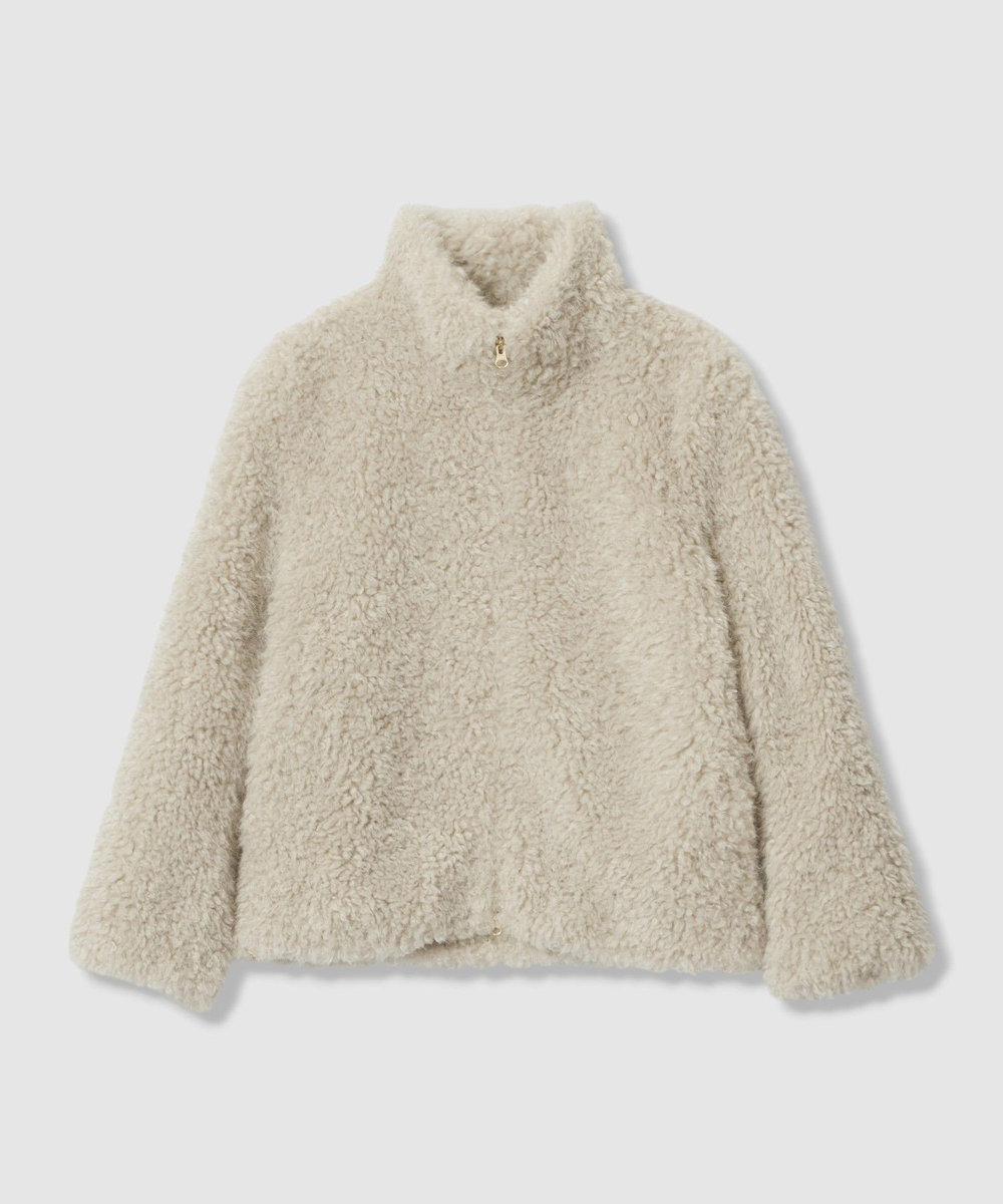 allureville フェイクカシミヤスタンドブルゾン グレージュ (15)