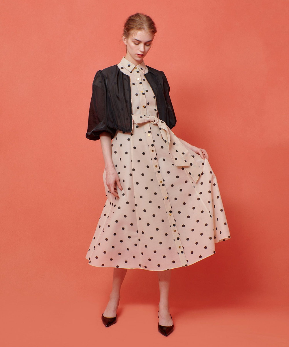 LOULOU WILLOUGHBY 【LOULOU WILLOUGHBY】オーガンドットウエストリボンワンピース ホワイト系 (08)