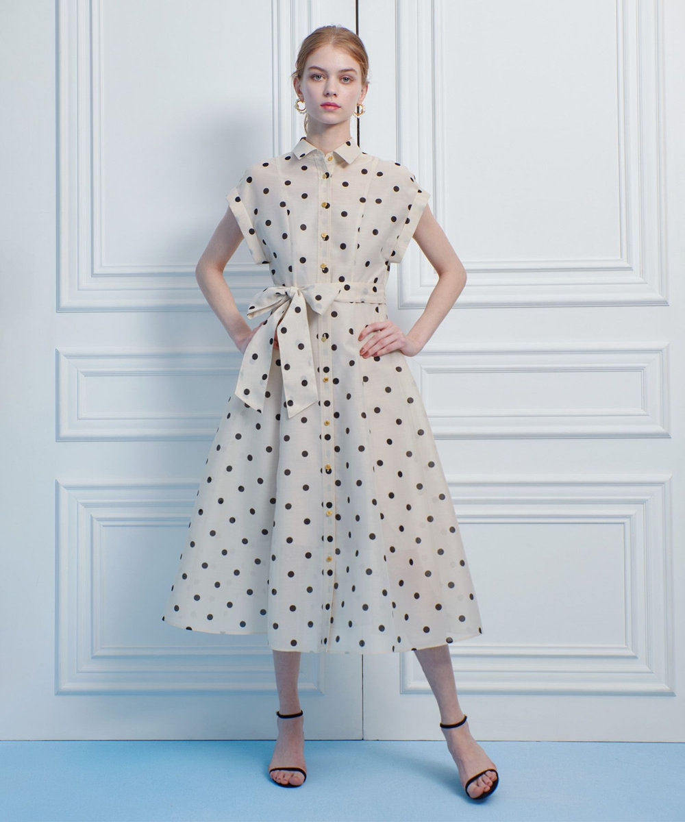 LOULOU WILLOUGHBY 【LOULOU WILLOUGHBY】オーガンドットウエストリボンワンピース ホワイト系 (08)