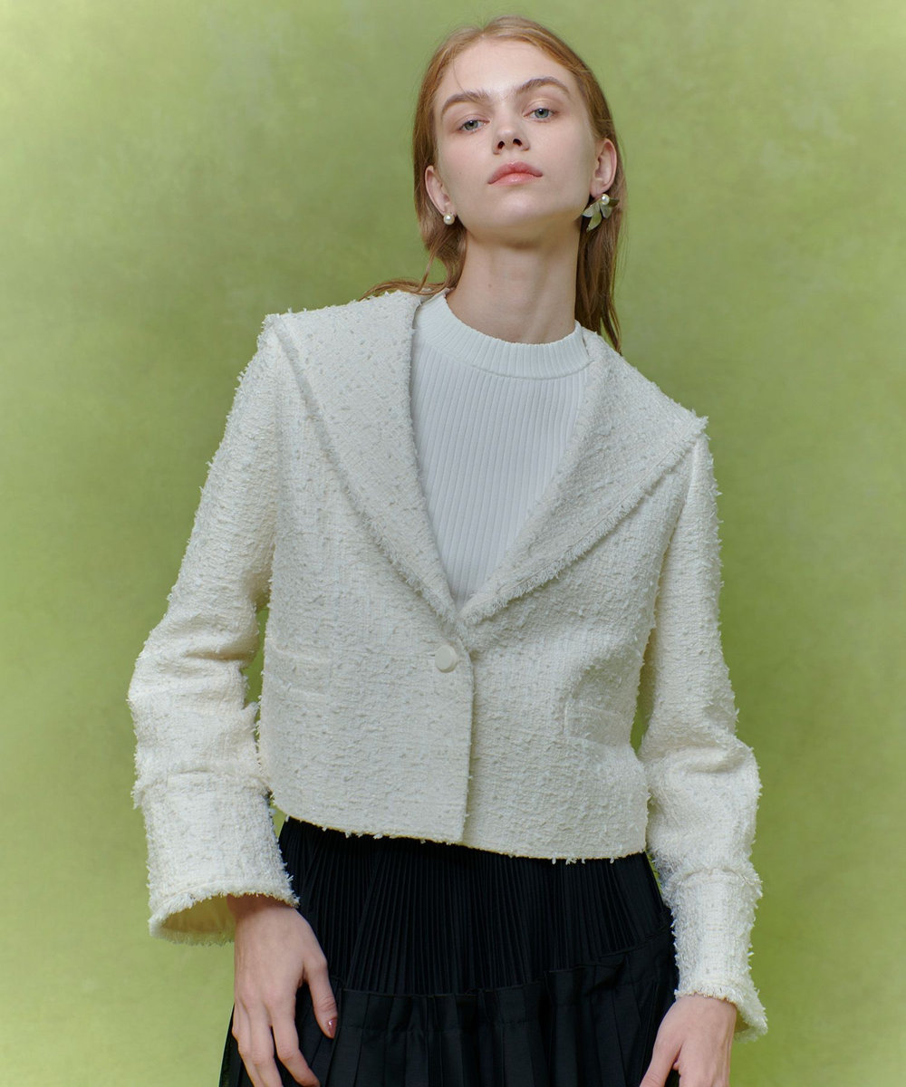 LOULOU WILLOUGHBY 【LOULOU WILLOUGHBY】ファンシーツイードセーラージャケット オフホワイト (02)