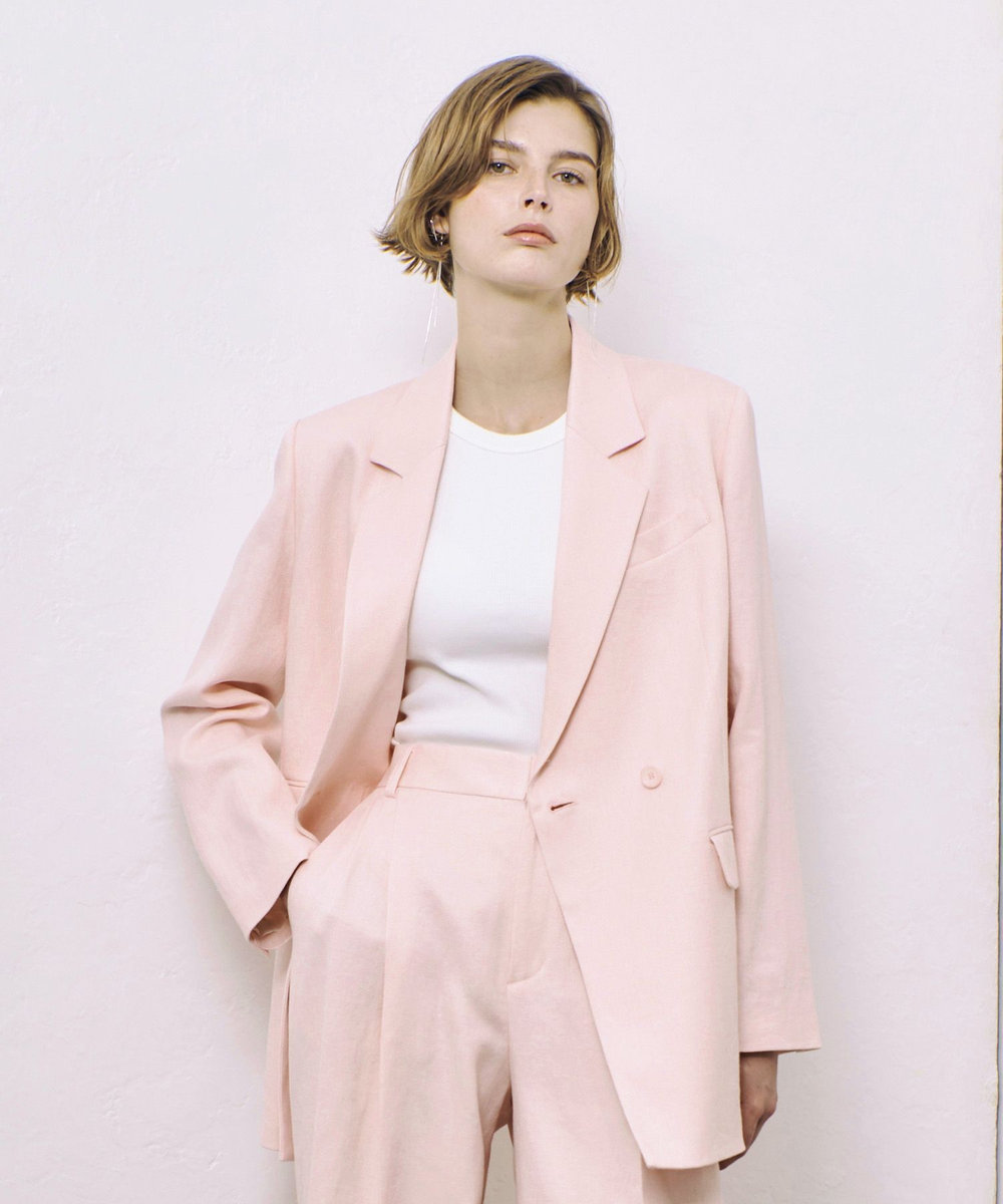 allureville リオペルアシメフラップポケットジャケット ライトピンク (42)