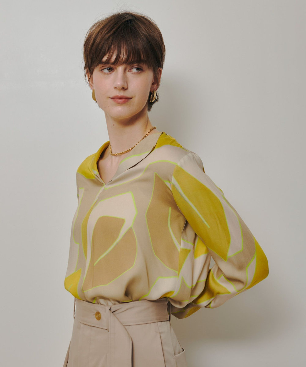 allureville FASACリーフプリントフレンチカラーシャツ イエロー系 (26)