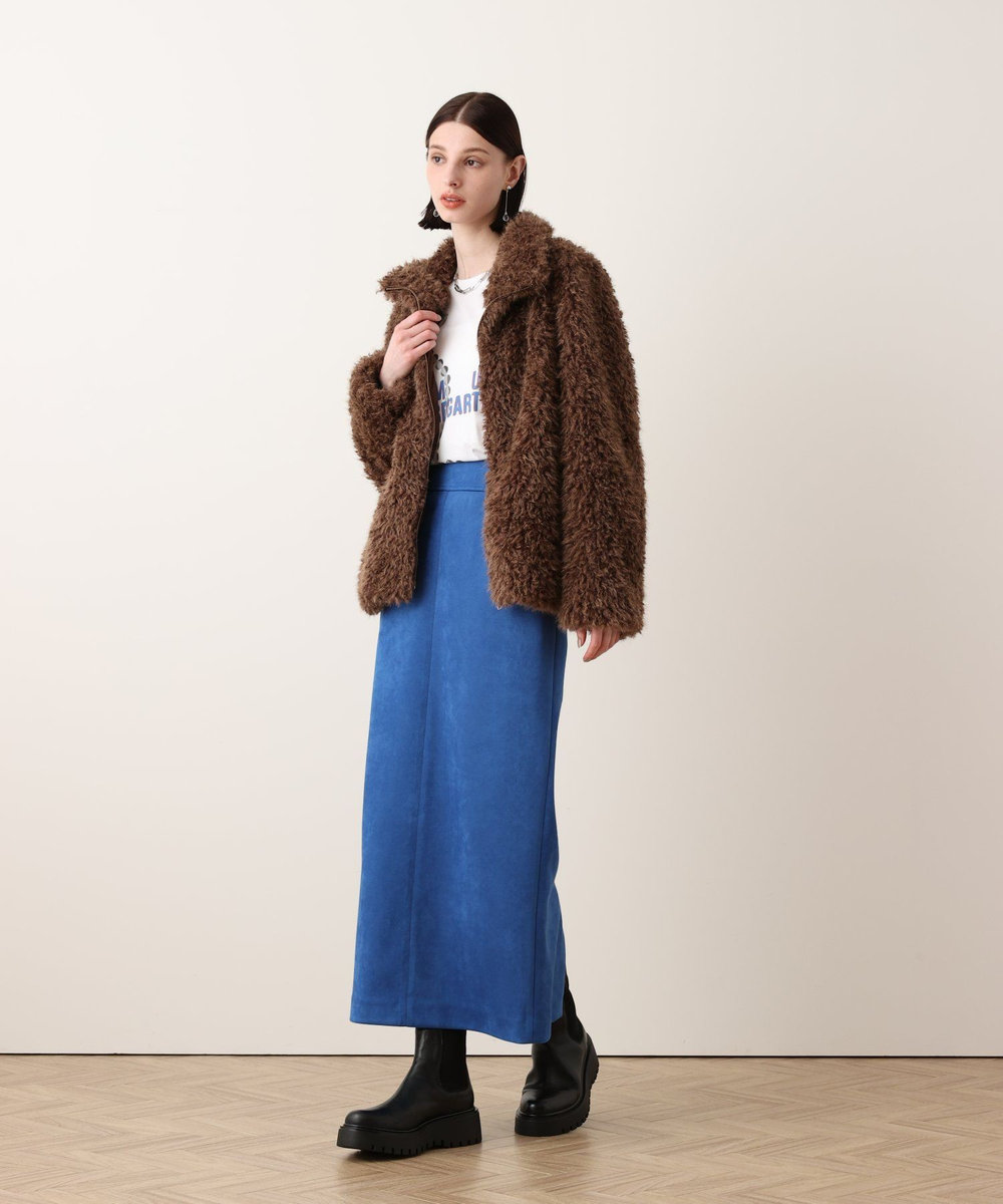allureville フェイクカシミヤスタンドブルゾン モカ (85)