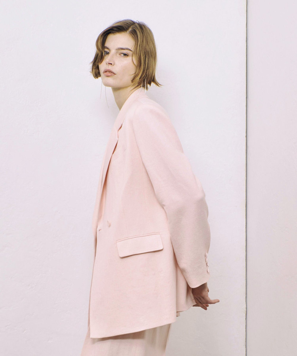 allureville リオペルアシメフラップポケットジャケット ライトピンク (42)