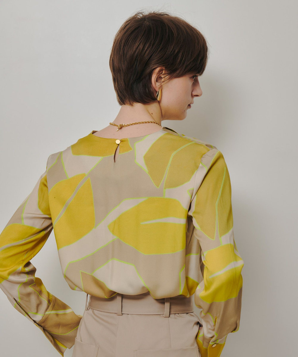 allureville FASACリーフプリントフレンチカラーシャツ イエロー系 (26)