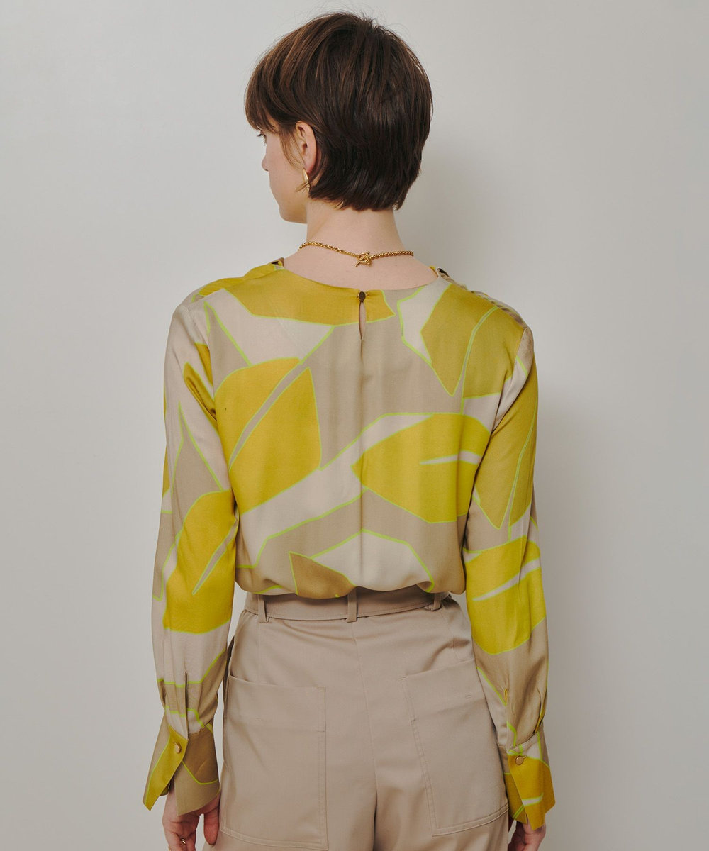 allureville FASACリーフプリントフレンチカラーシャツ イエロー系 (26)