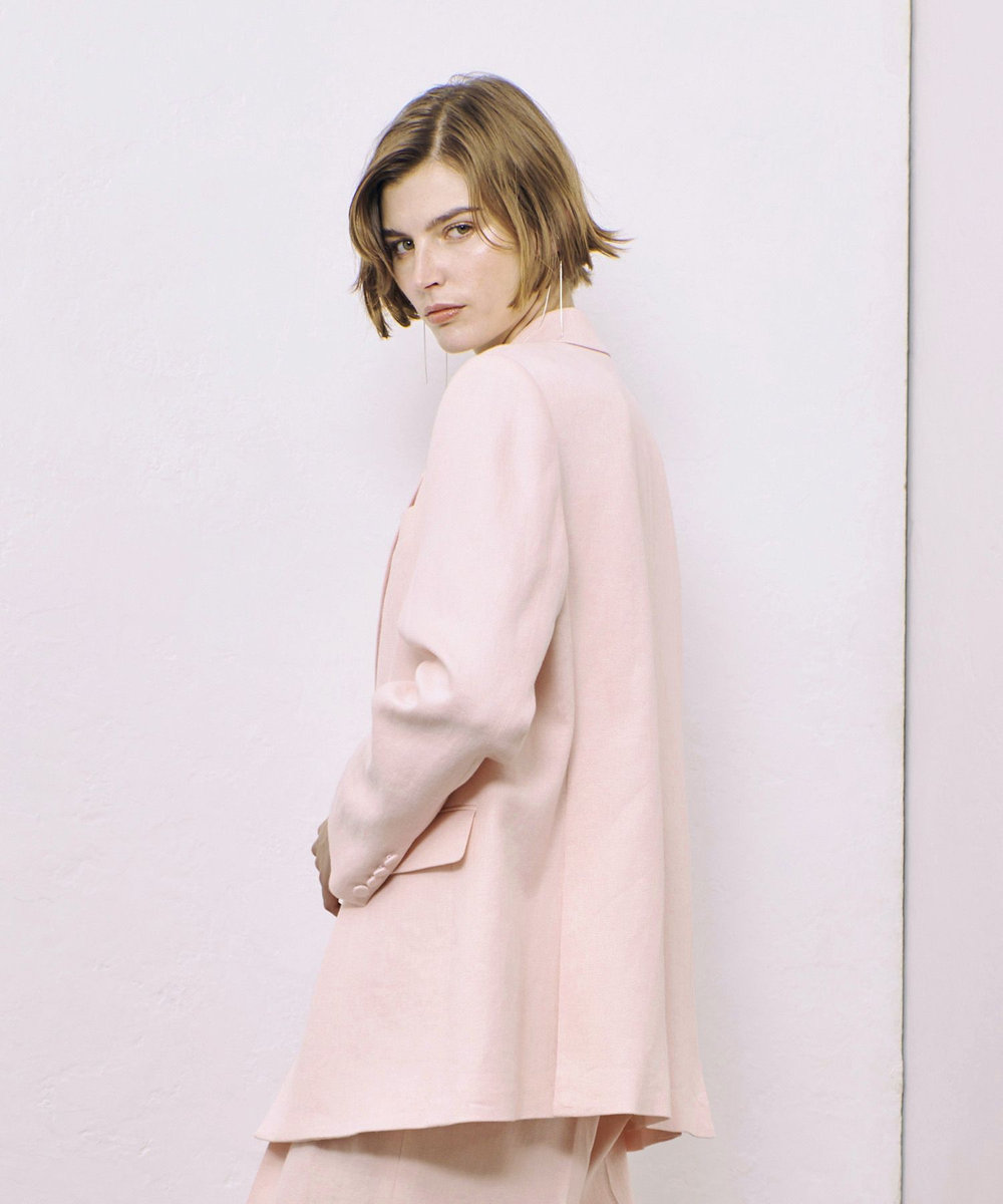 allureville リオペルアシメフラップポケットジャケット ライトピンク (42)