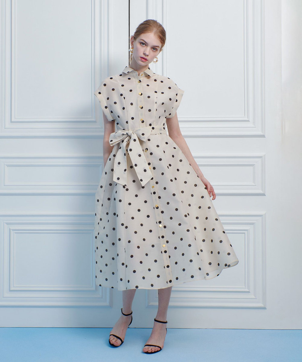 LOULOU WILLOUGHBY 【LOULOU WILLOUGHBY】オーガンドットウエストリボンワンピース ホワイト系 (08)