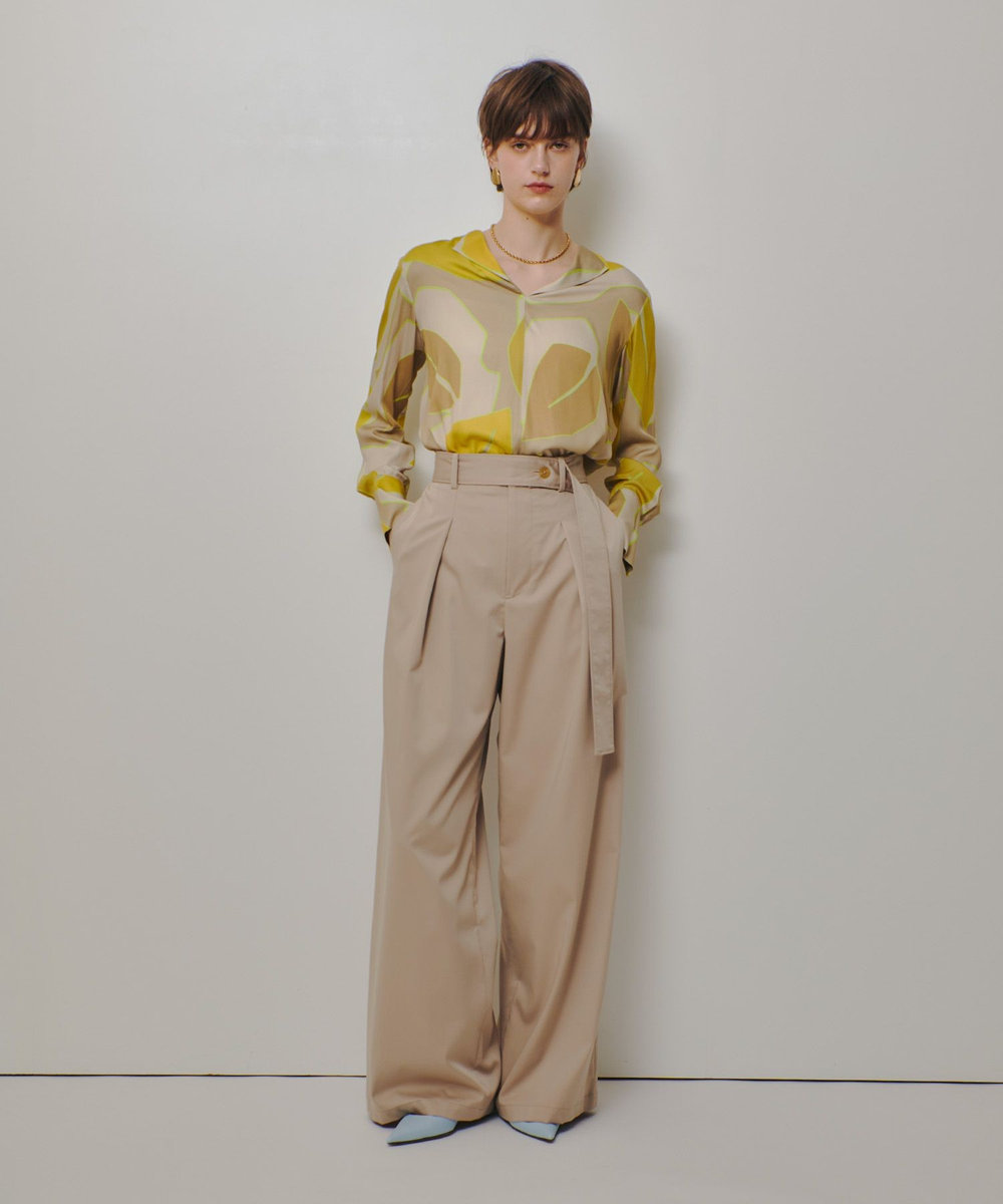 allureville FASACリーフプリントフレンチカラーシャツ イエロー系 (26)