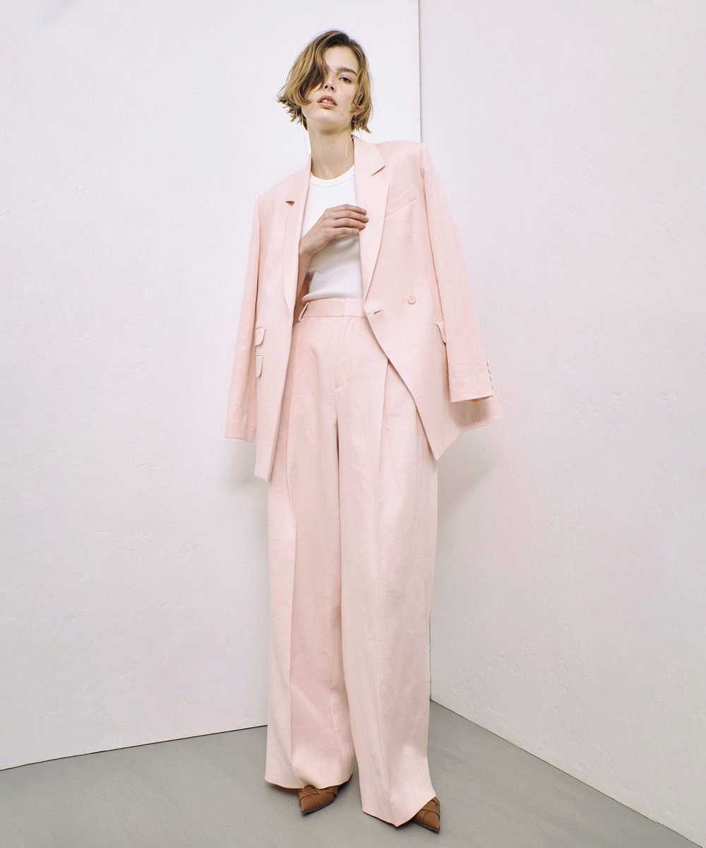 allureville リオペルアシメフラップポケットジャケット ライトピンク (42)