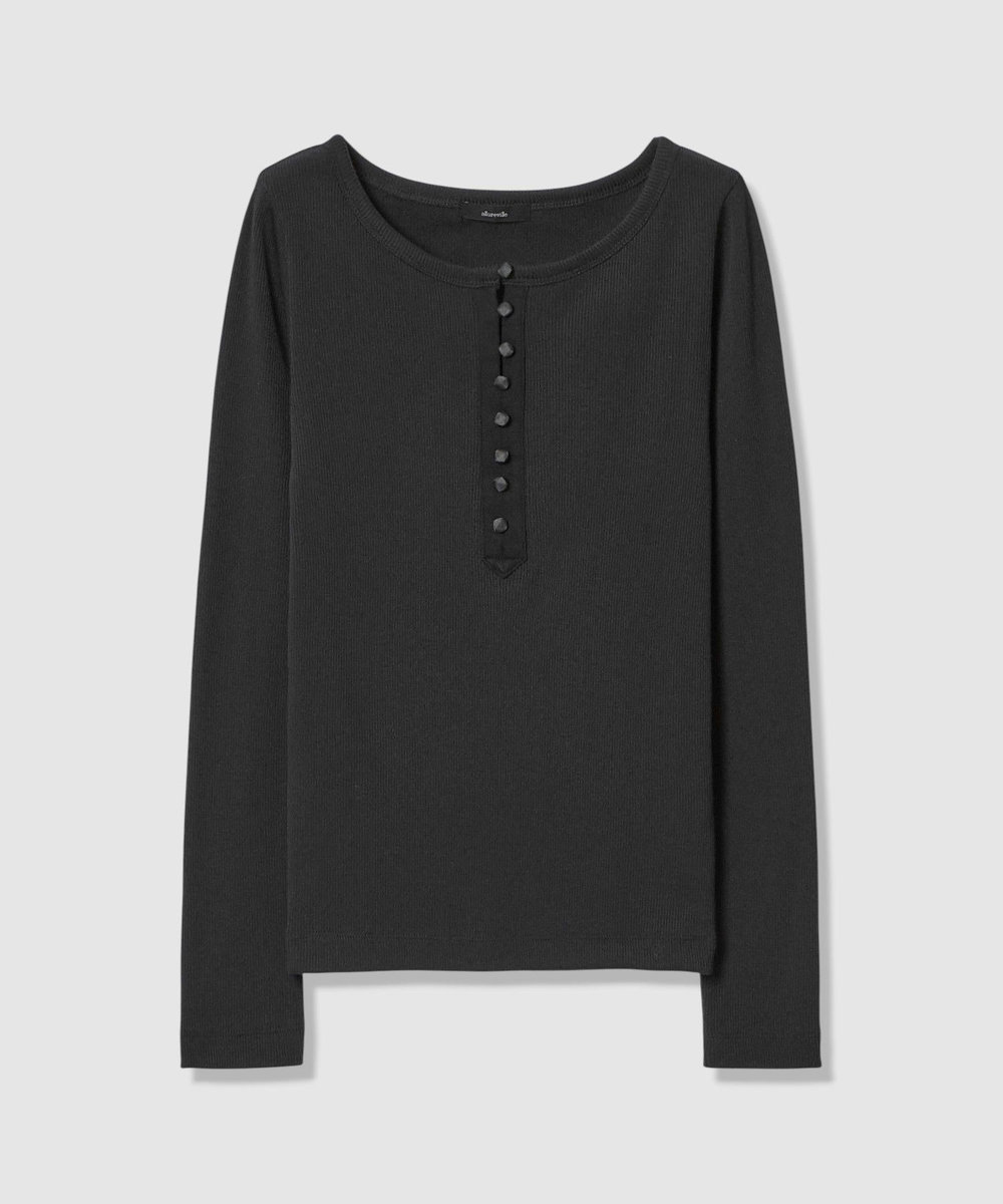 allureville テレコヘンリーネックプルオーバー ブラック (95)