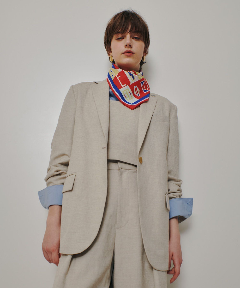 allureville シャークスキンシングルオーバージャケット ベージュ (11)