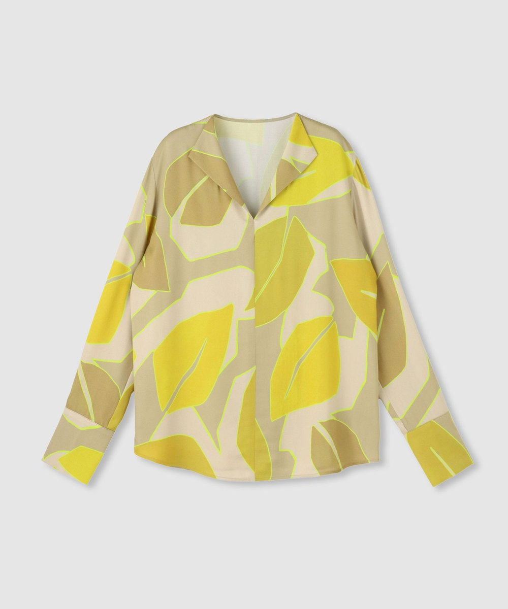 allureville FASACリーフプリントフレンチカラーシャツ イエロー系 (26)