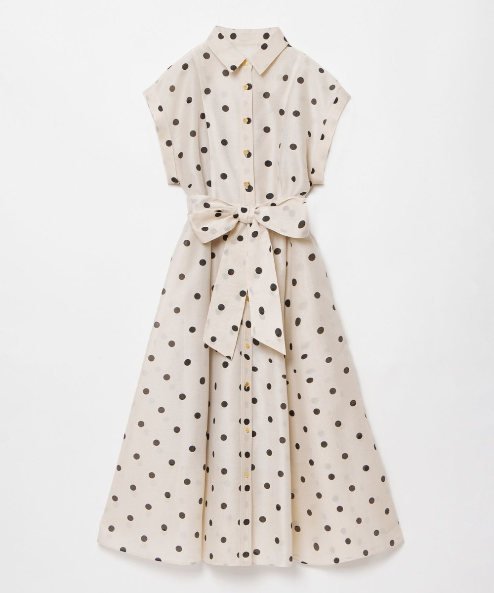 LOULOU WILLOUGHBY 【LOULOU WILLOUGHBY】オーガンドットウエストリボンワンピース ホワイト系 (08)