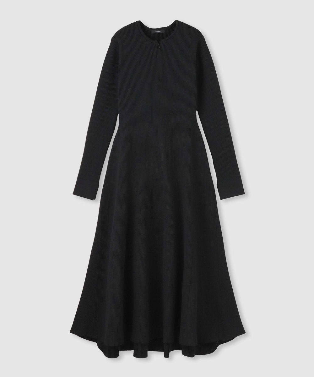 allureville コンシールフロントマチフレアリブワンピース ブラック (95)