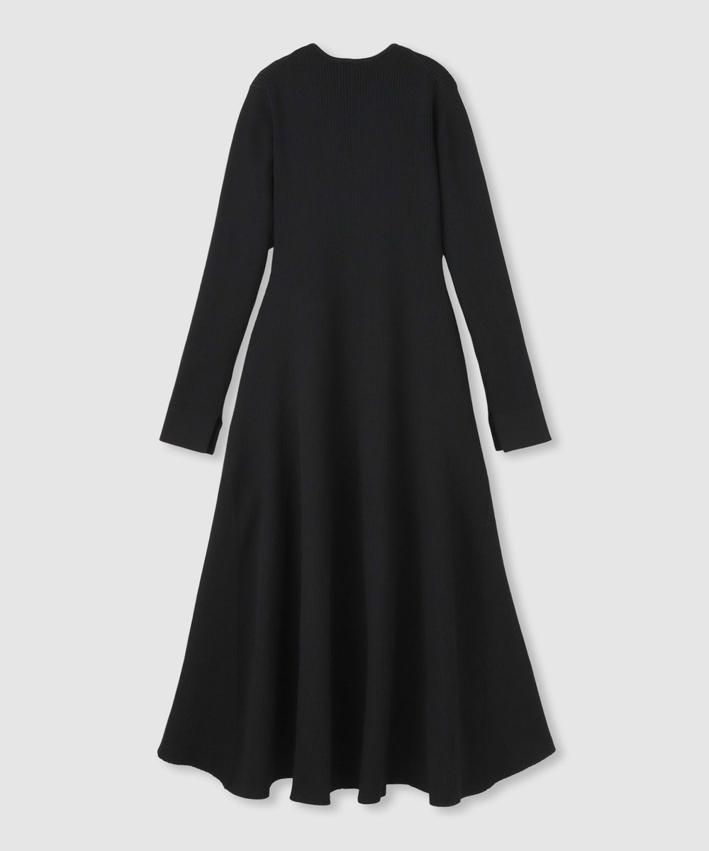 allureville コンシールフロントマチフレアリブワンピース ブラック (95)