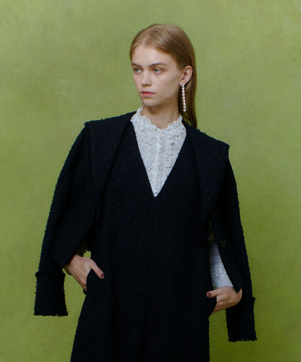 LOULOU WILLOUGHBY 【LOULOU WILLOUGHBY】ファンシーツイードセーラージャケット ネイビー (65)