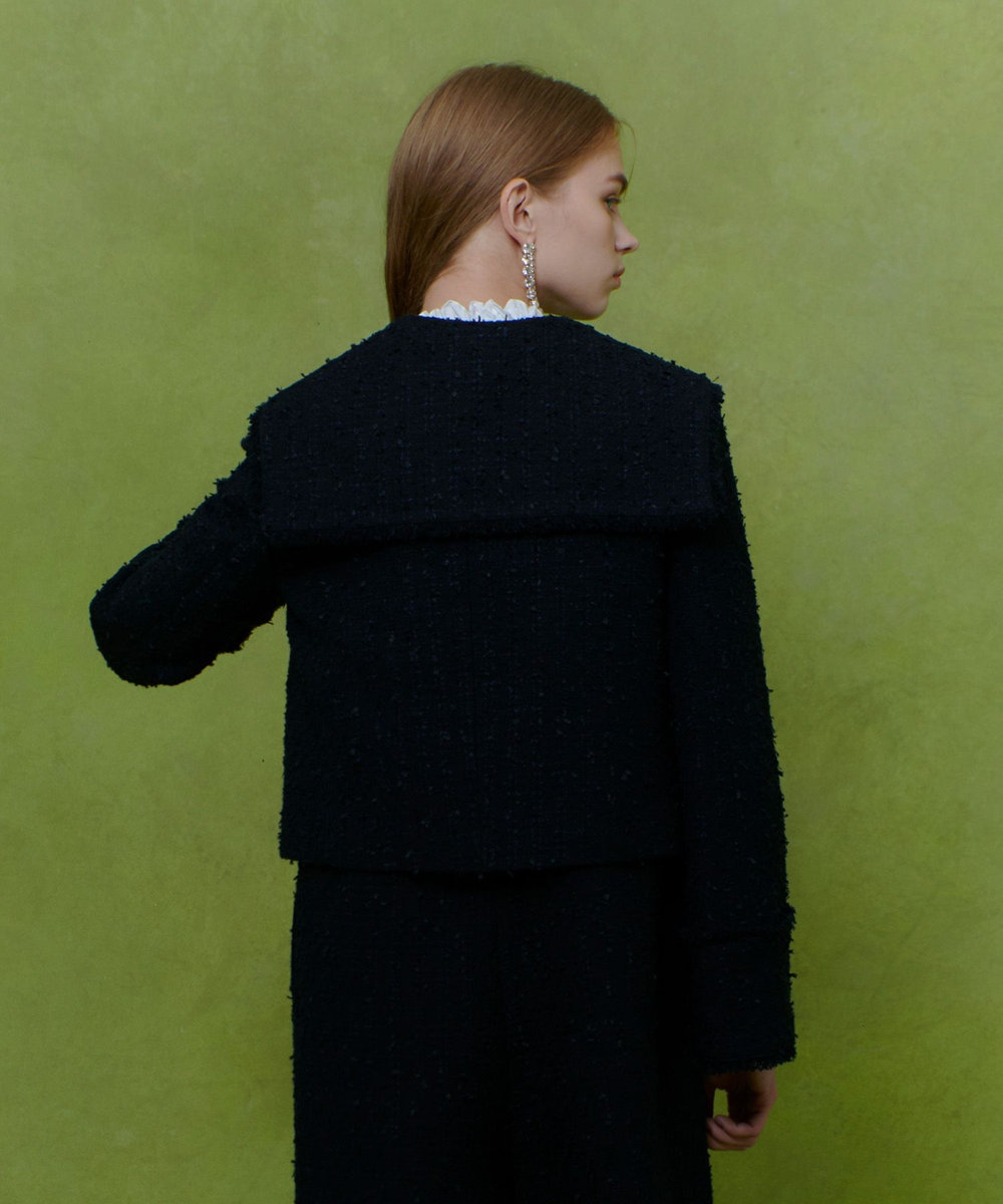 LOULOU WILLOUGHBY 【LOULOU WILLOUGHBY】ファンシーツイードセーラージャケット ネイビー (65)