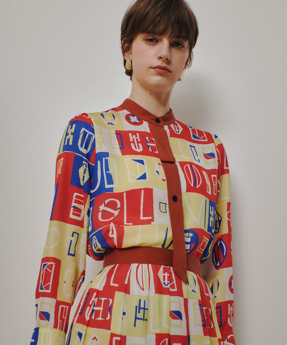 allureville パッチワークプリントボウブラウス レッド (43)