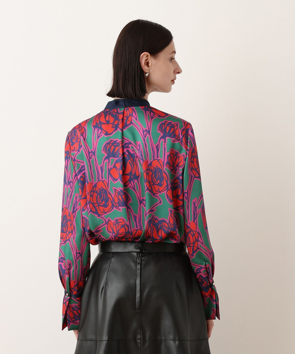 allureville ROSEプリント配色ボウブラウス レッド系 (46)