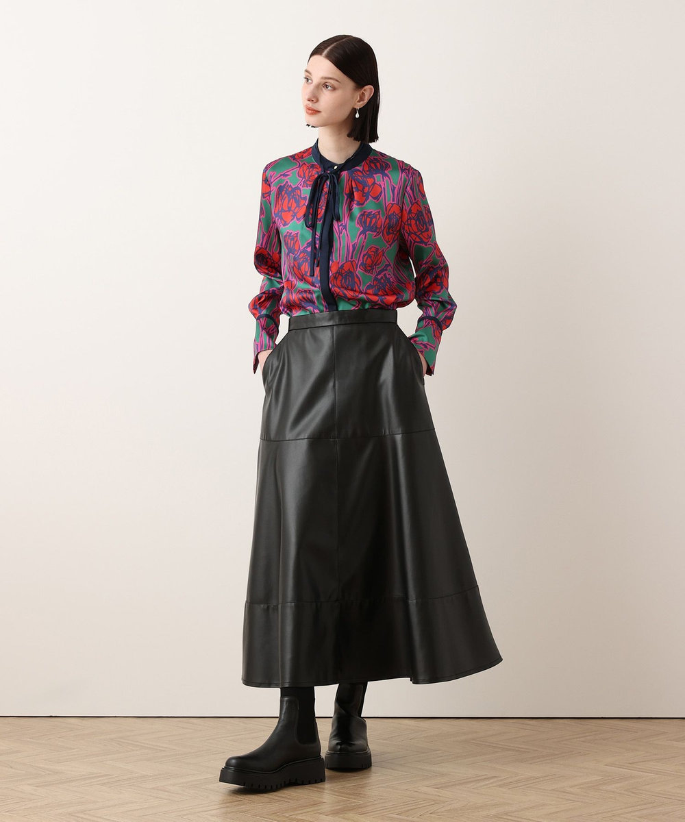 allureville ROSEプリント配色ボウブラウス レッド系 (46)