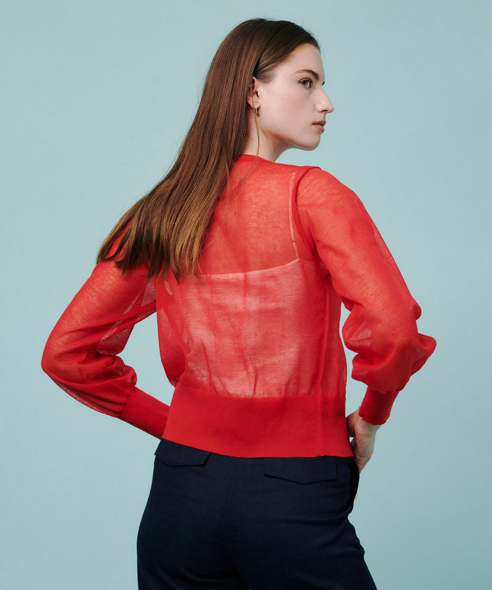 allureville ◇ シアーラミー混カーディガン レッド (43)