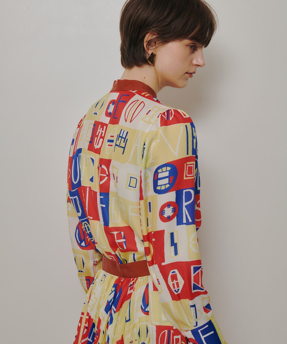 allureville パッチワークプリントボウブラウス レッド (43)