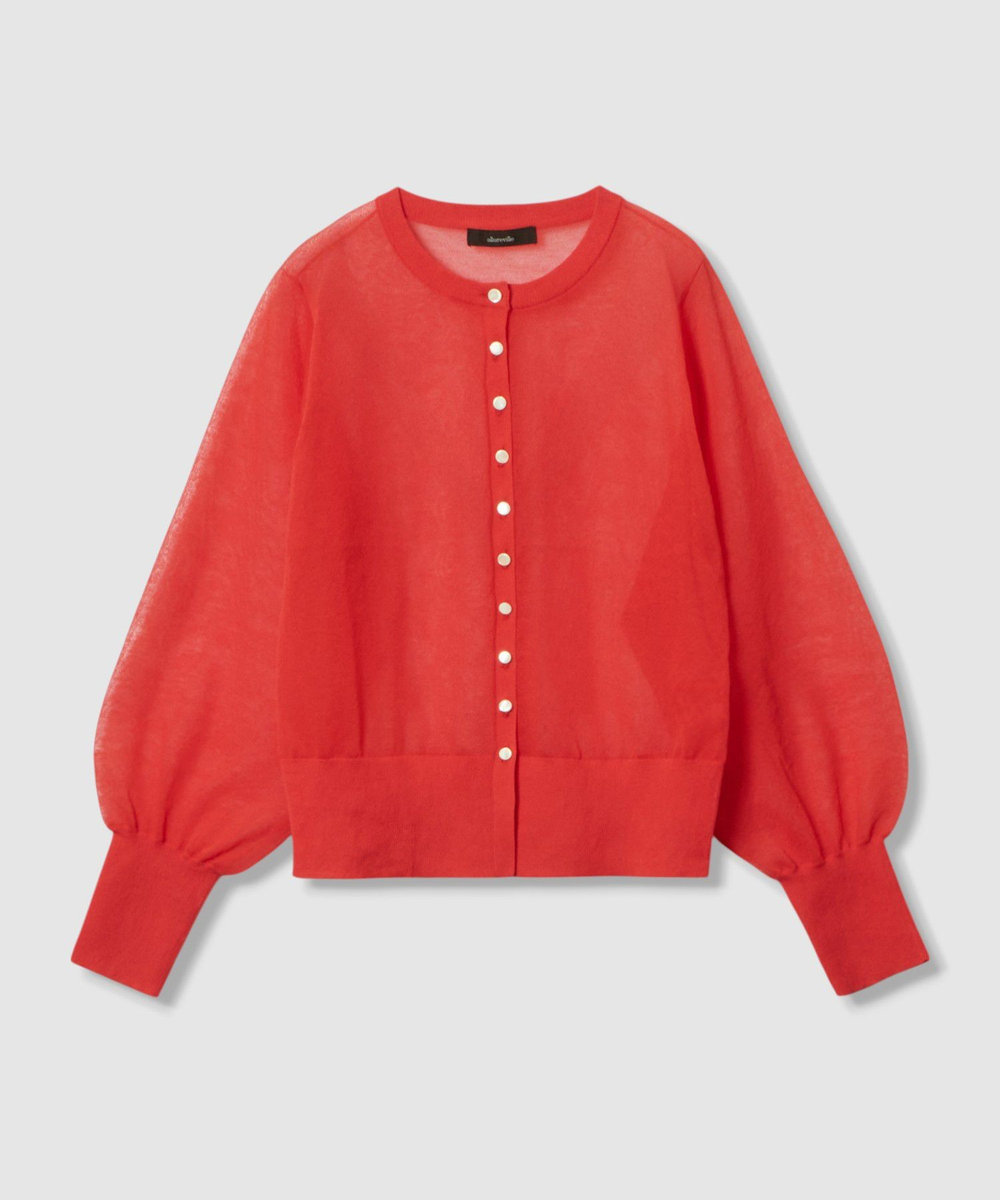 allureville ◇ シアーラミー混カーディガン レッド (43)