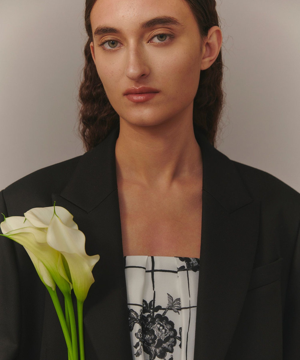 LOULOU WILLOUGHBY 【LOULOU WILLOUGHBY】ビスコースツイルチェスターコート ブラック (95)