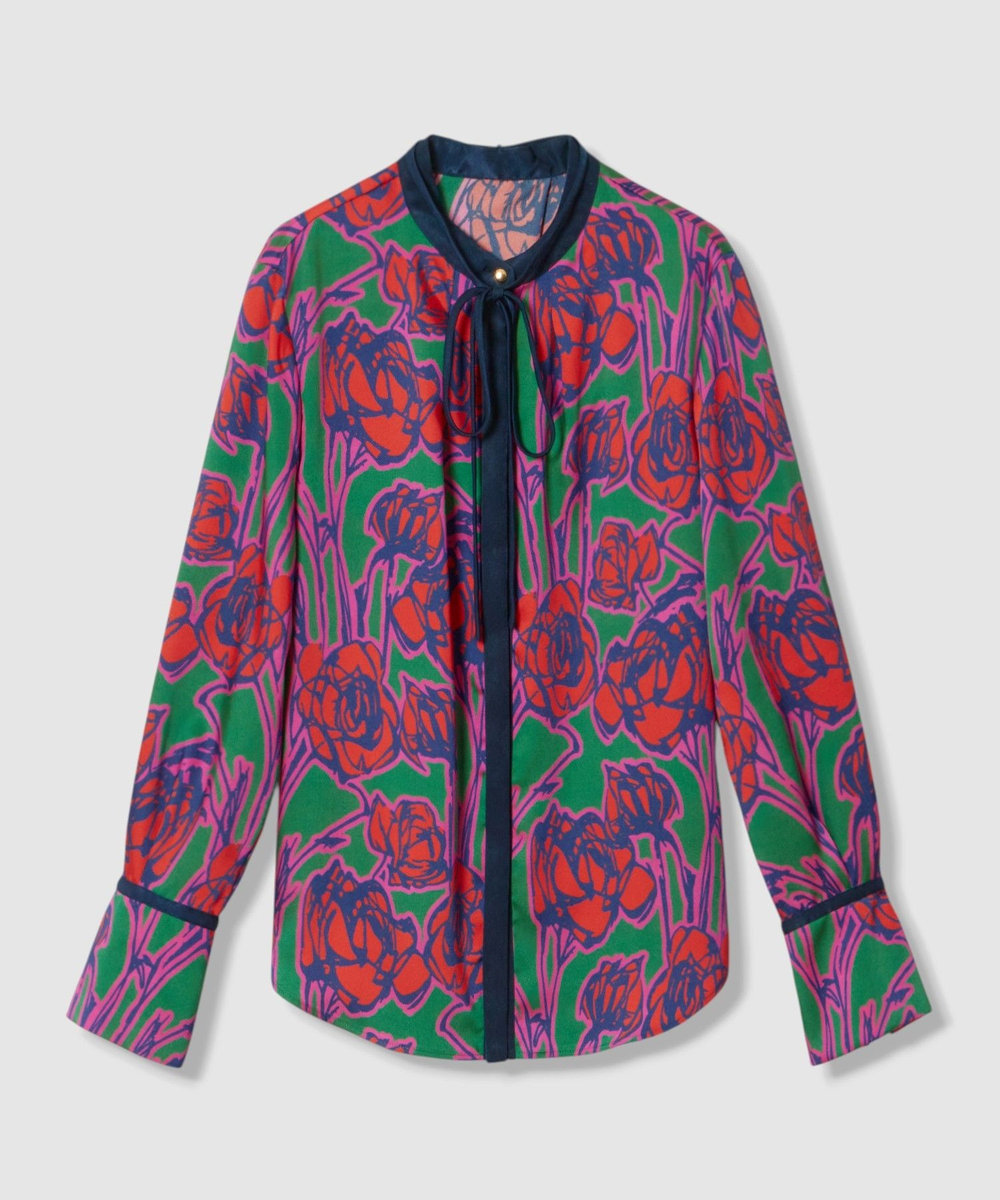 allureville ROSEプリント配色ボウブラウス レッド系 (46)
