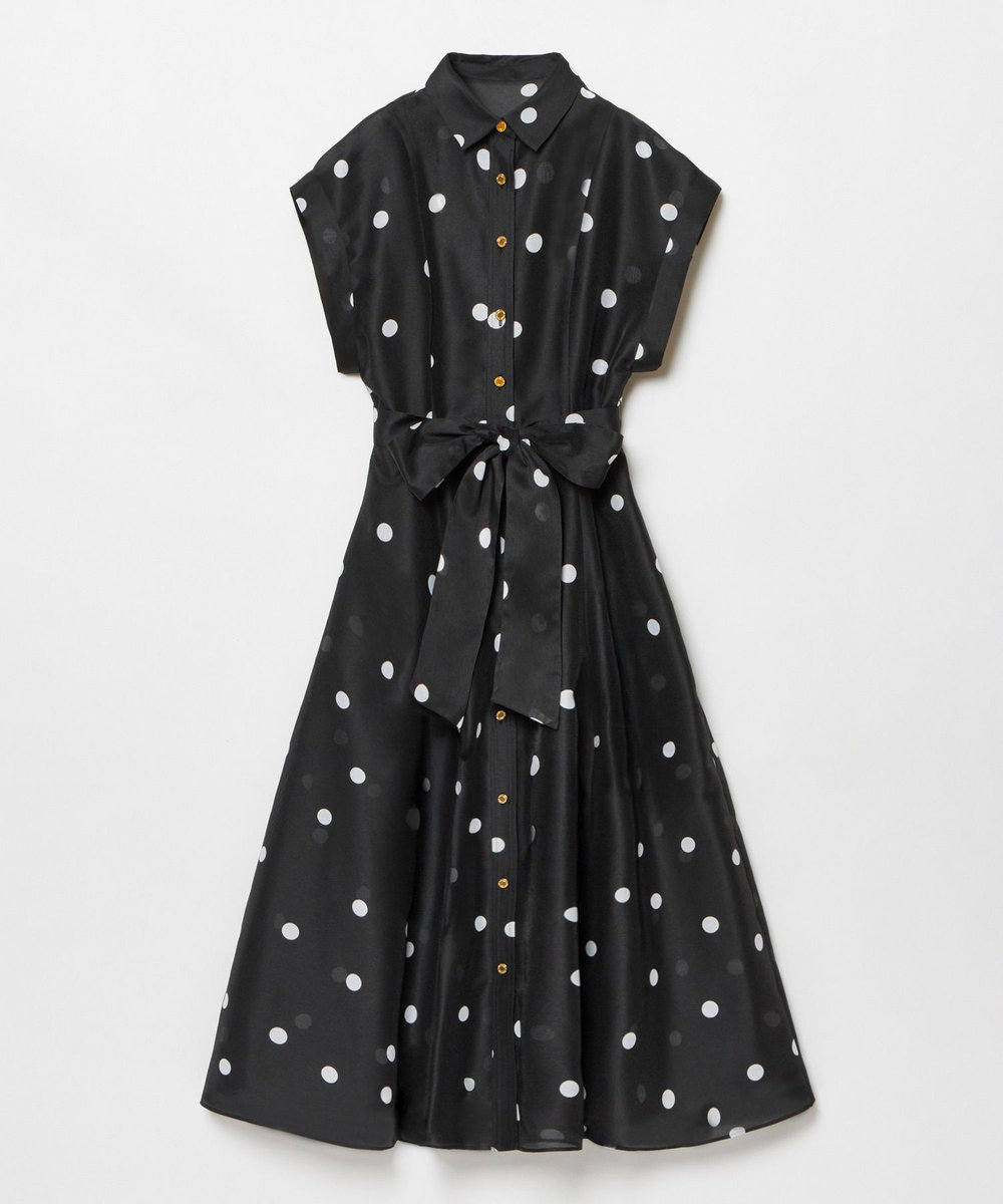 LOULOU WILLOUGHBY 【LOULOU WILLOUGHBY】オーガンドットウエストリボンワンピース ブラック系 (98)