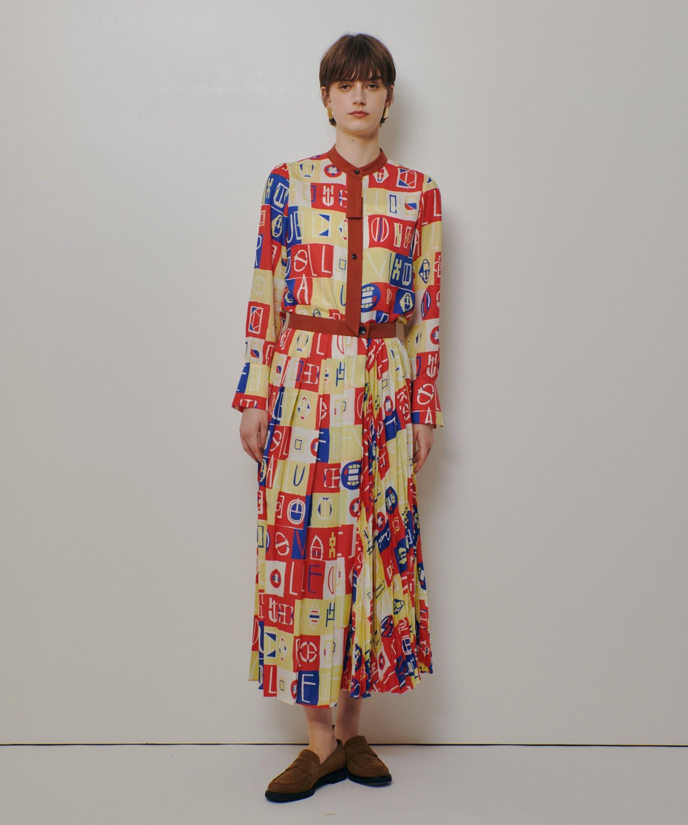 allureville パッチワークプリントボウブラウス レッド (43)