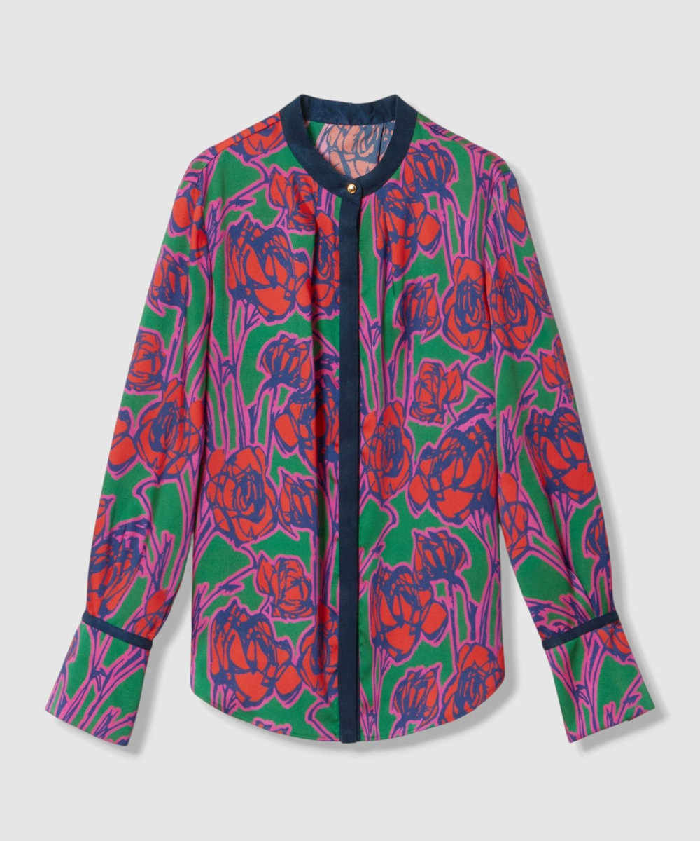 allureville ROSEプリント配色ボウブラウス レッド系 (46)