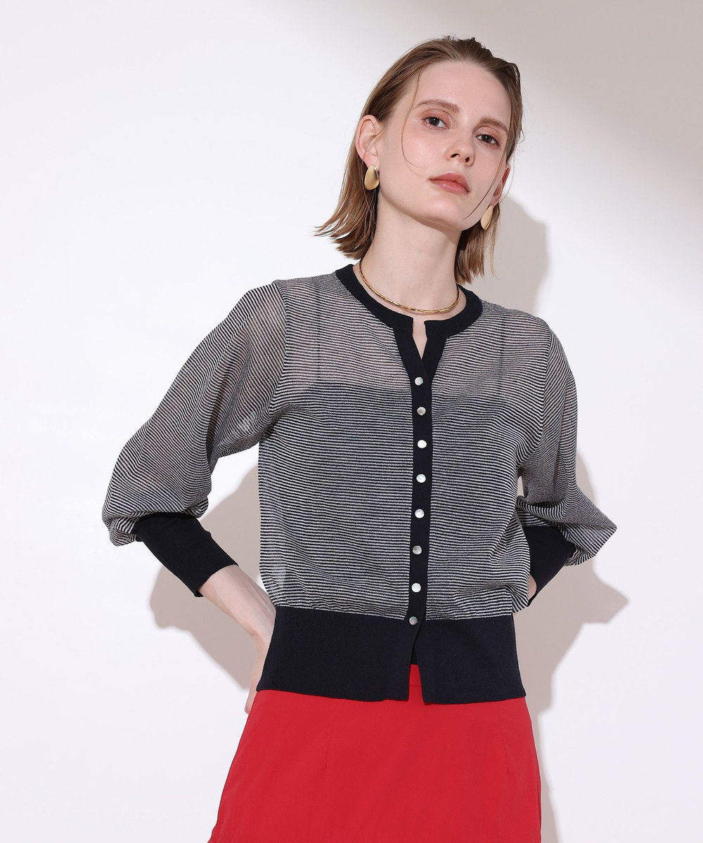 allureville シアーラミースキッパーカーディガン ブルー系 (68)