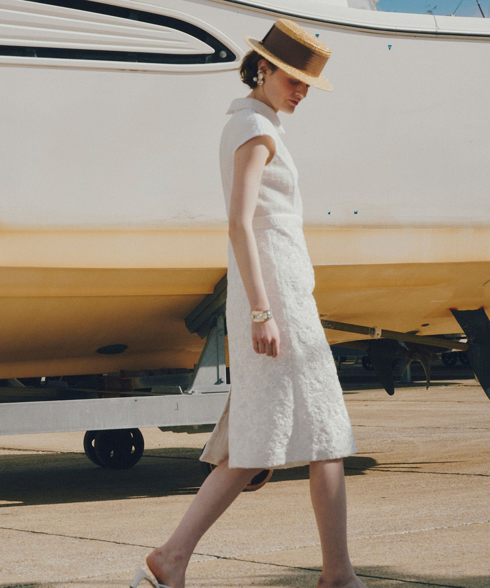 LOULOU WILLOUGHBY 【LOULOU WILLOUGHBY】コード刺繍ドッキングワンピース オフホワイト (02)