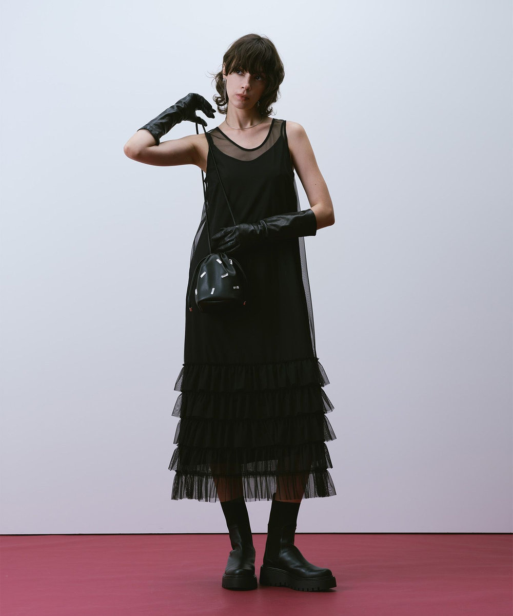 allureville チュールフリルティアードワンピース ブラック (95)