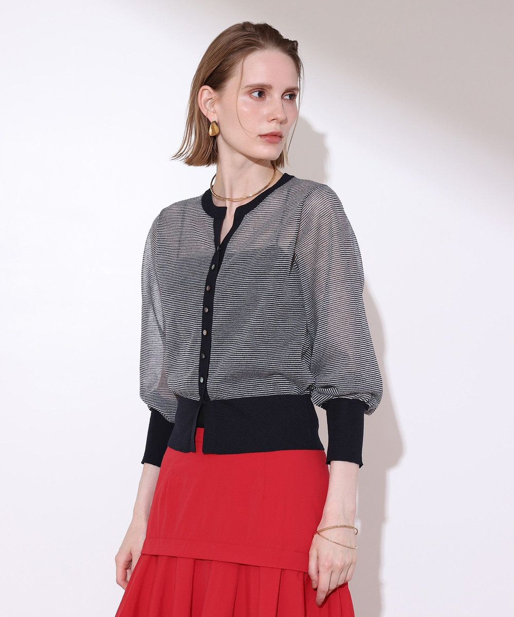allureville シアーラミースキッパーカーディガン ブルー系 (68)