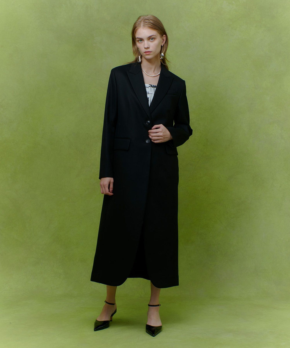 LOULOU WILLOUGHBY 【LOULOU WILLOUGHBY】ビスコースツイルチェスターコート ブラック (95)