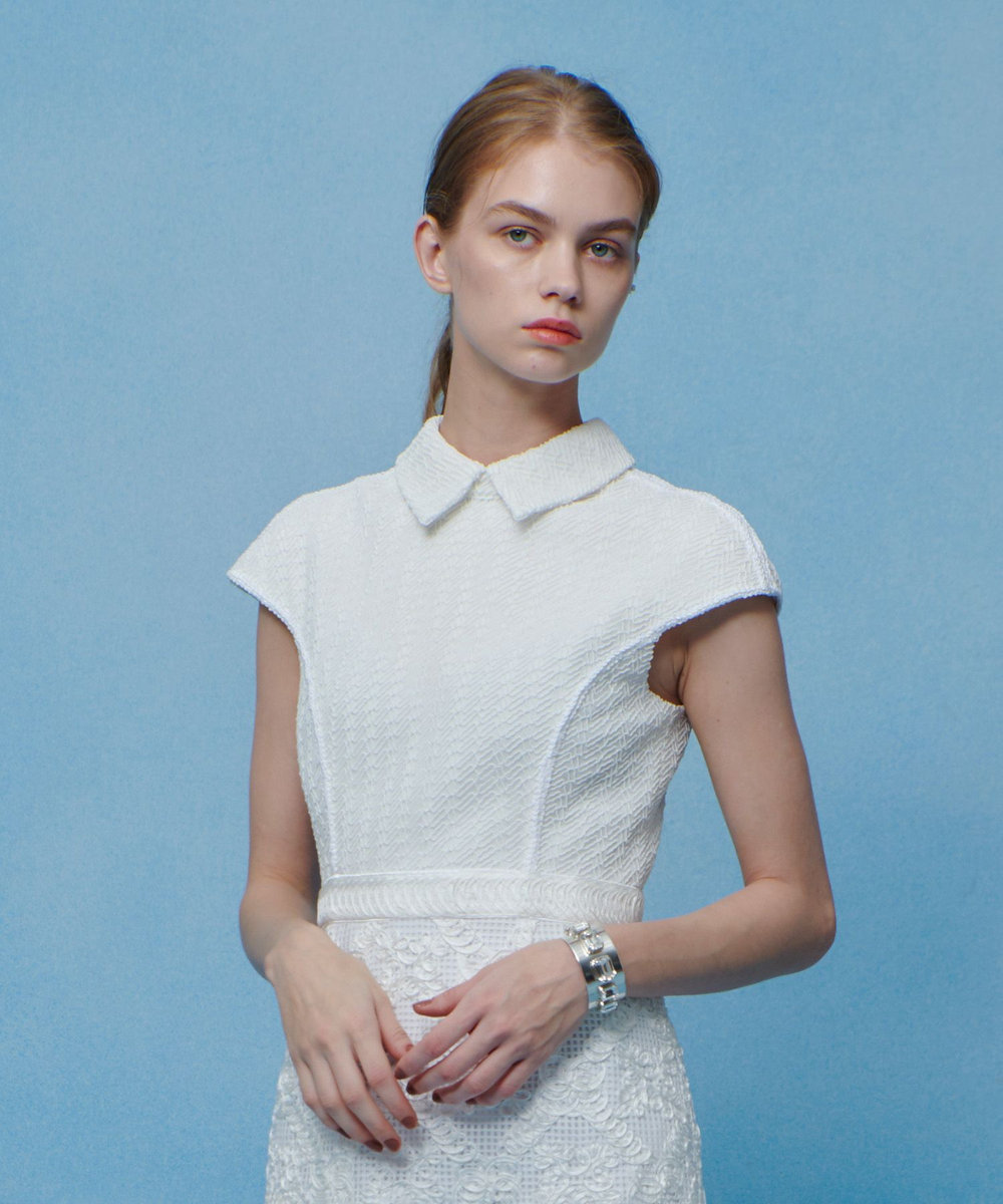 LOULOU WILLOUGHBY 【LOULOU WILLOUGHBY】コード刺繍ドッキングワンピース オフホワイト (02)