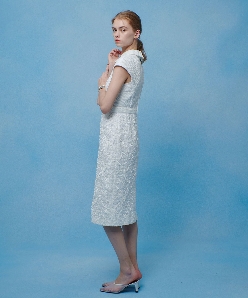 LOULOU WILLOUGHBY 【LOULOU WILLOUGHBY】コード刺繍ドッキングワンピース オフホワイト (02)