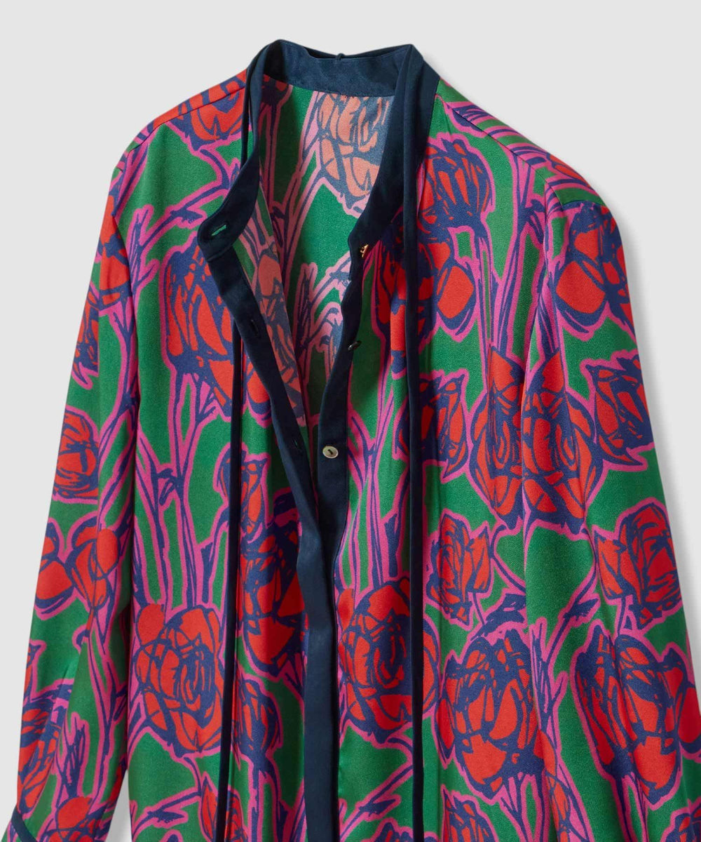 allureville ROSEプリント配色ボウブラウス レッド系 (46)