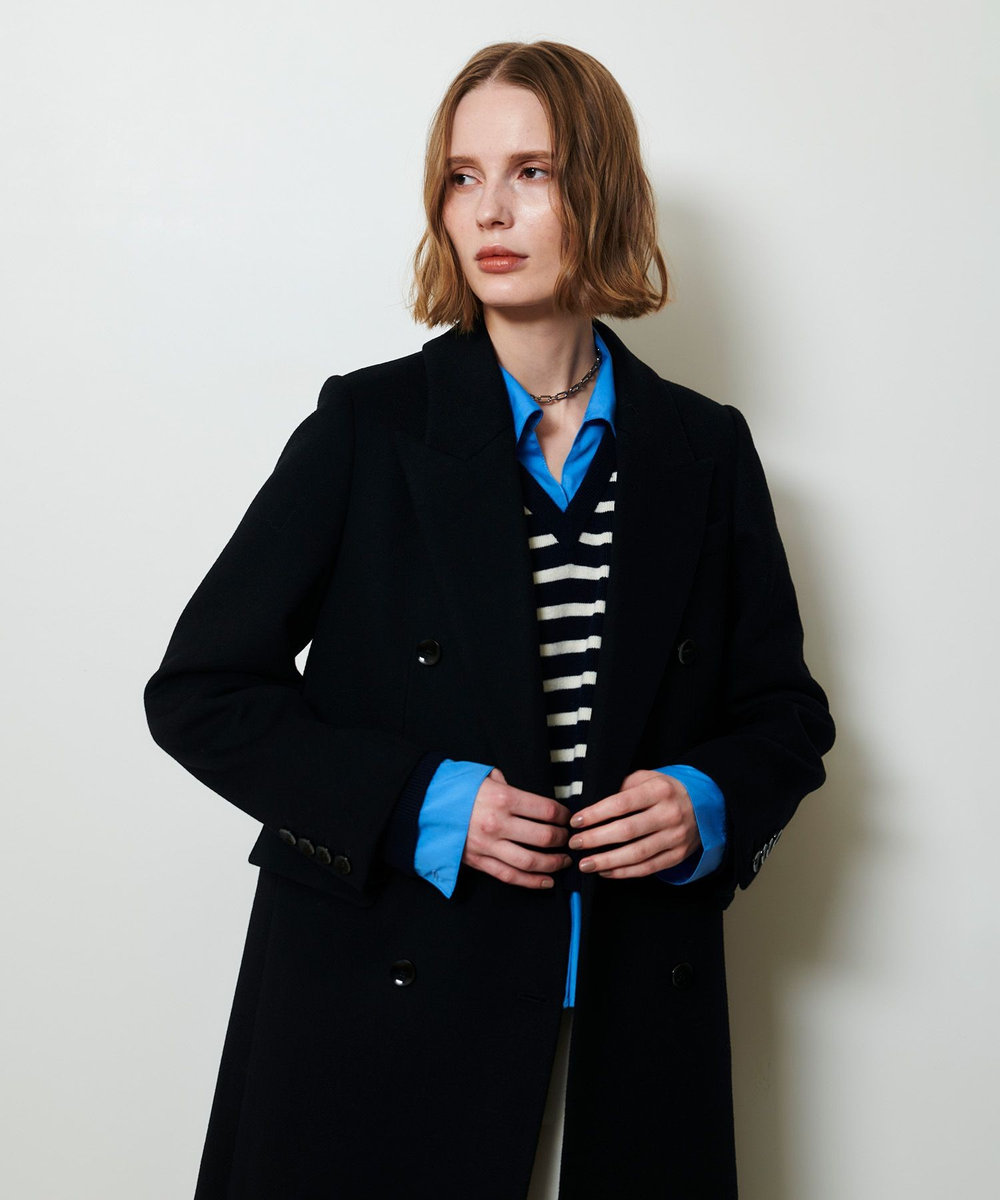 allureville カシミヤ混ロングチェスターコート ブラック (95)