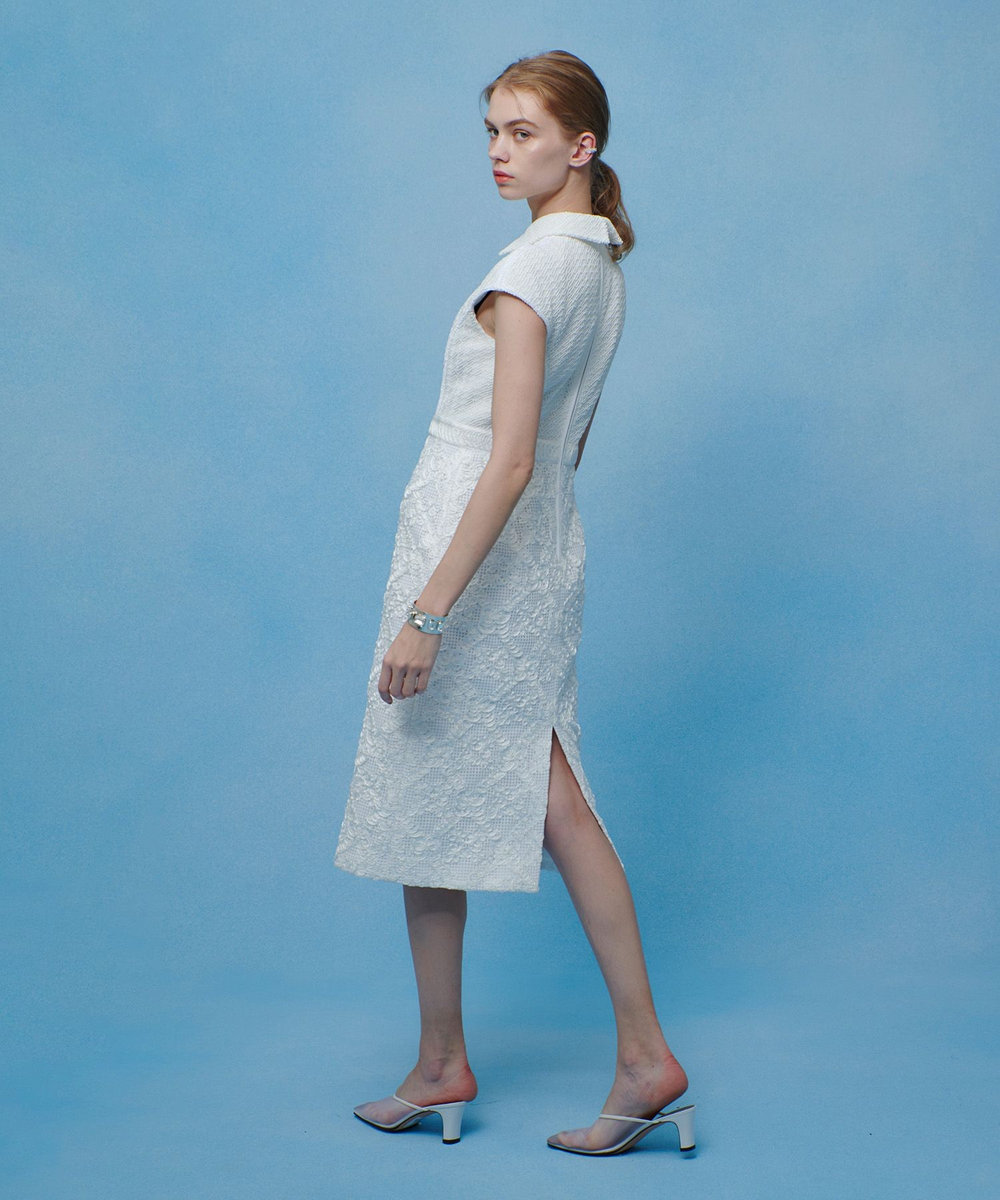 LOULOU WILLOUGHBY 【LOULOU WILLOUGHBY】コード刺繍ドッキングワンピース オフホワイト (02)