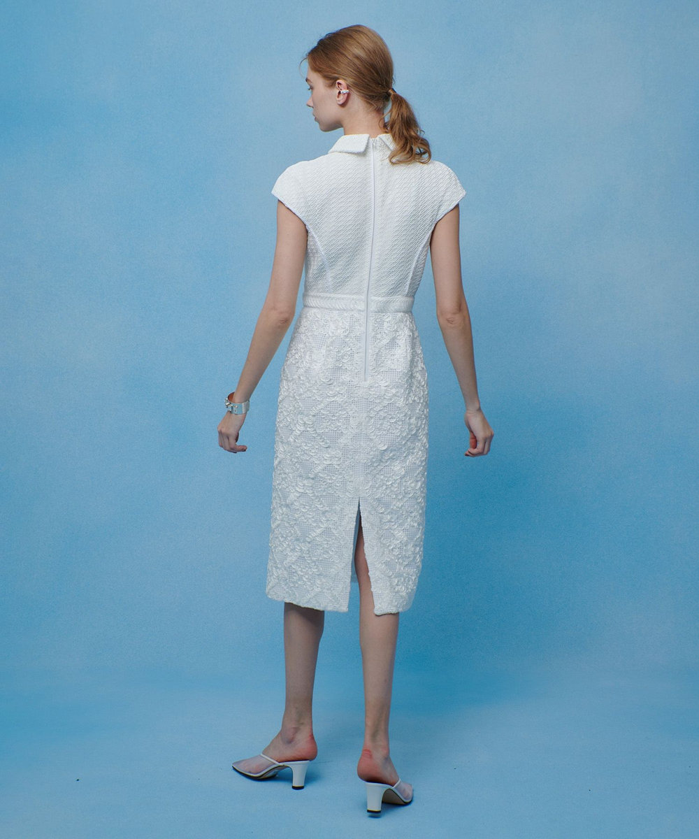 LOULOU WILLOUGHBY 【LOULOU WILLOUGHBY】コード刺繍ドッキングワンピース オフホワイト (02)