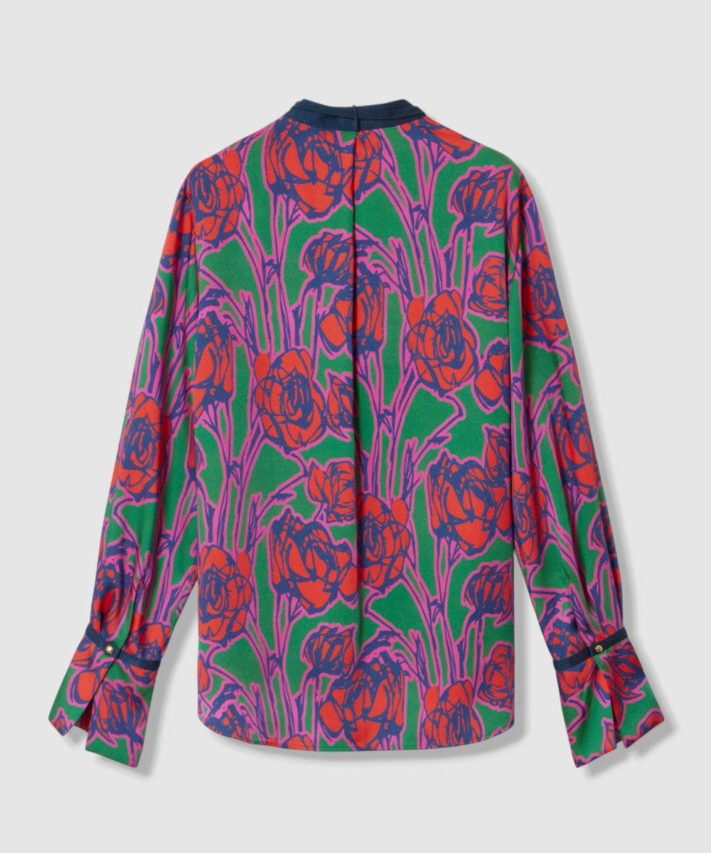allureville ROSEプリント配色ボウブラウス レッド系 (46)
