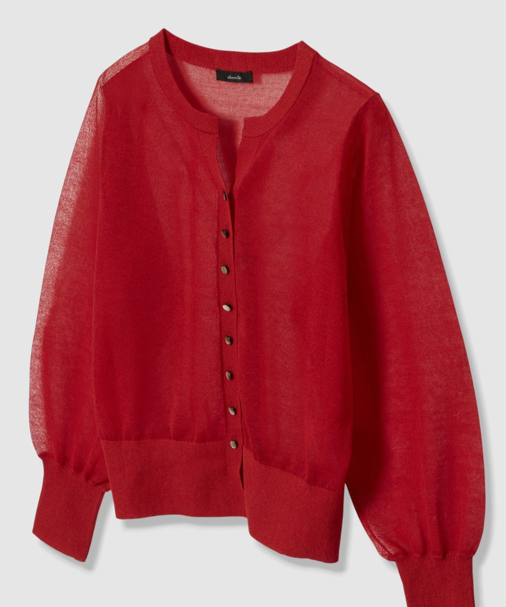 allureville シアーラミースキッパーカーディガン レッド (43)