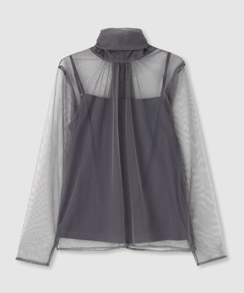 allureville チュールボウロングスリーブ プルオーバー グレー (92)