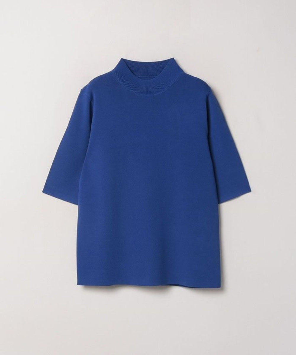allureville 総針モックネック5分袖プルオーバー ブルー (61)
