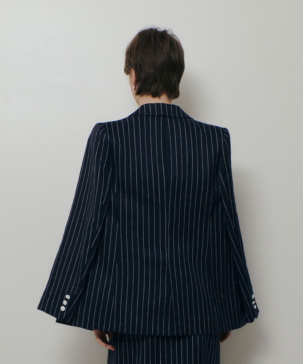 allureville リネンストライプダブルジャケット ネイビー (65)